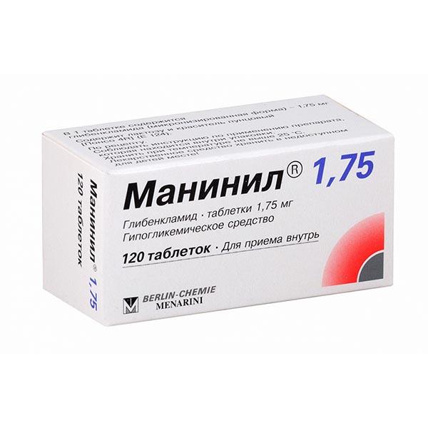 Манинил 1,75 таблетки 1,75мг №120